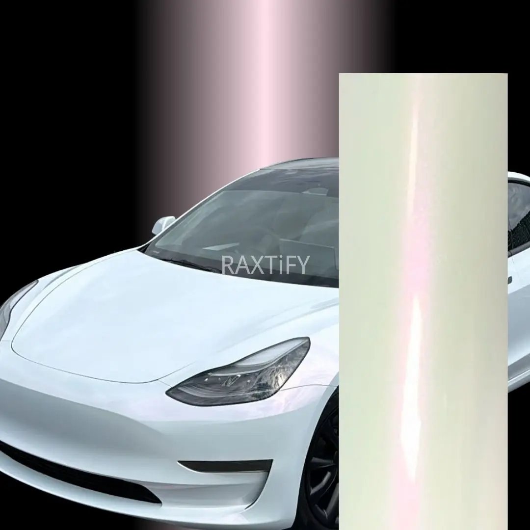 Color Shift Glitter White Pink Vinyl Wrap