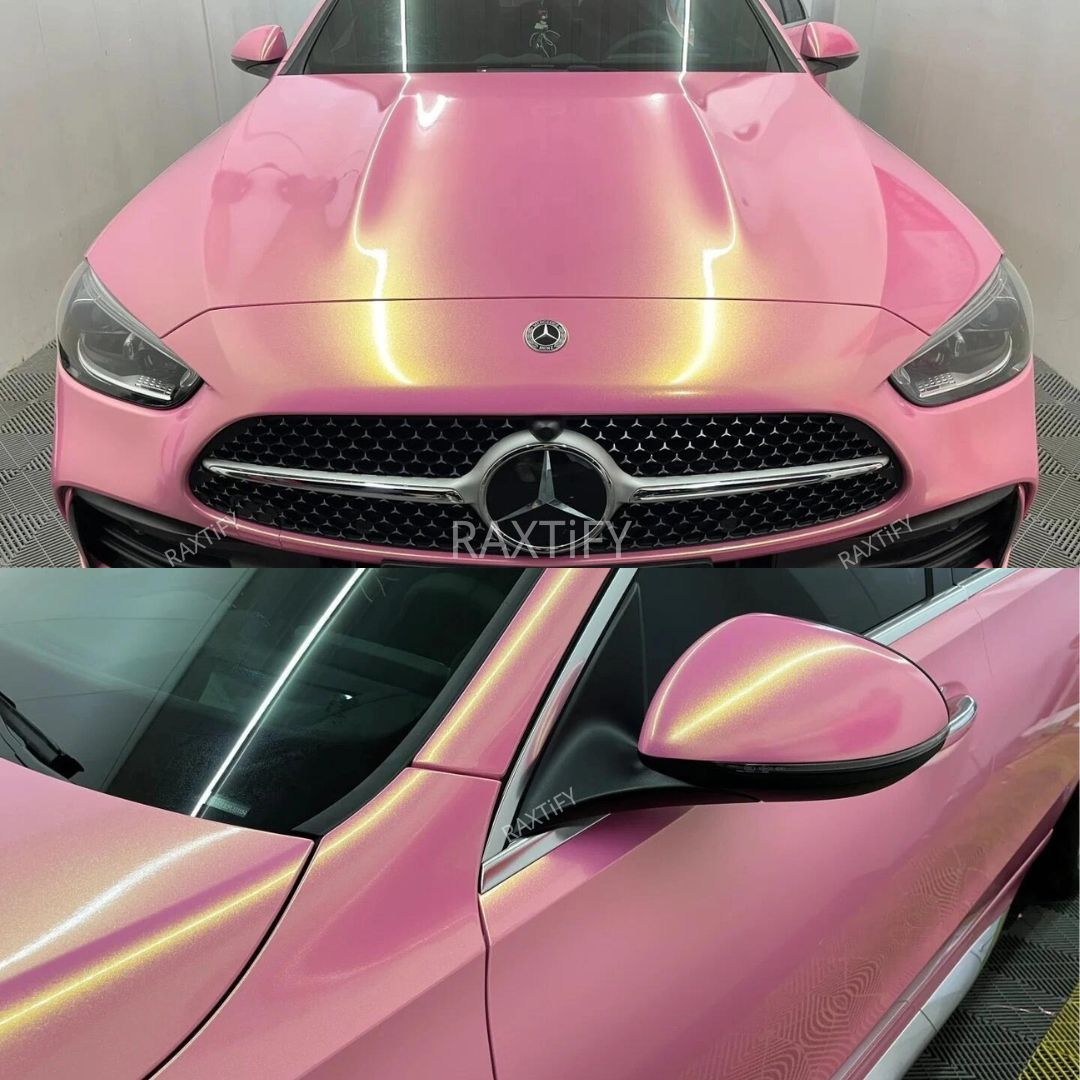Color Shift Gloss Diamond Gold Pink Vinyl Wrap