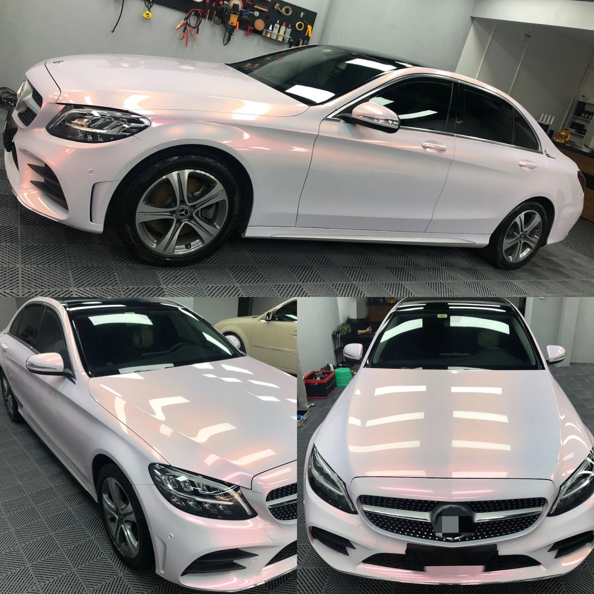 Color Shift Pink White Car Vinyl 