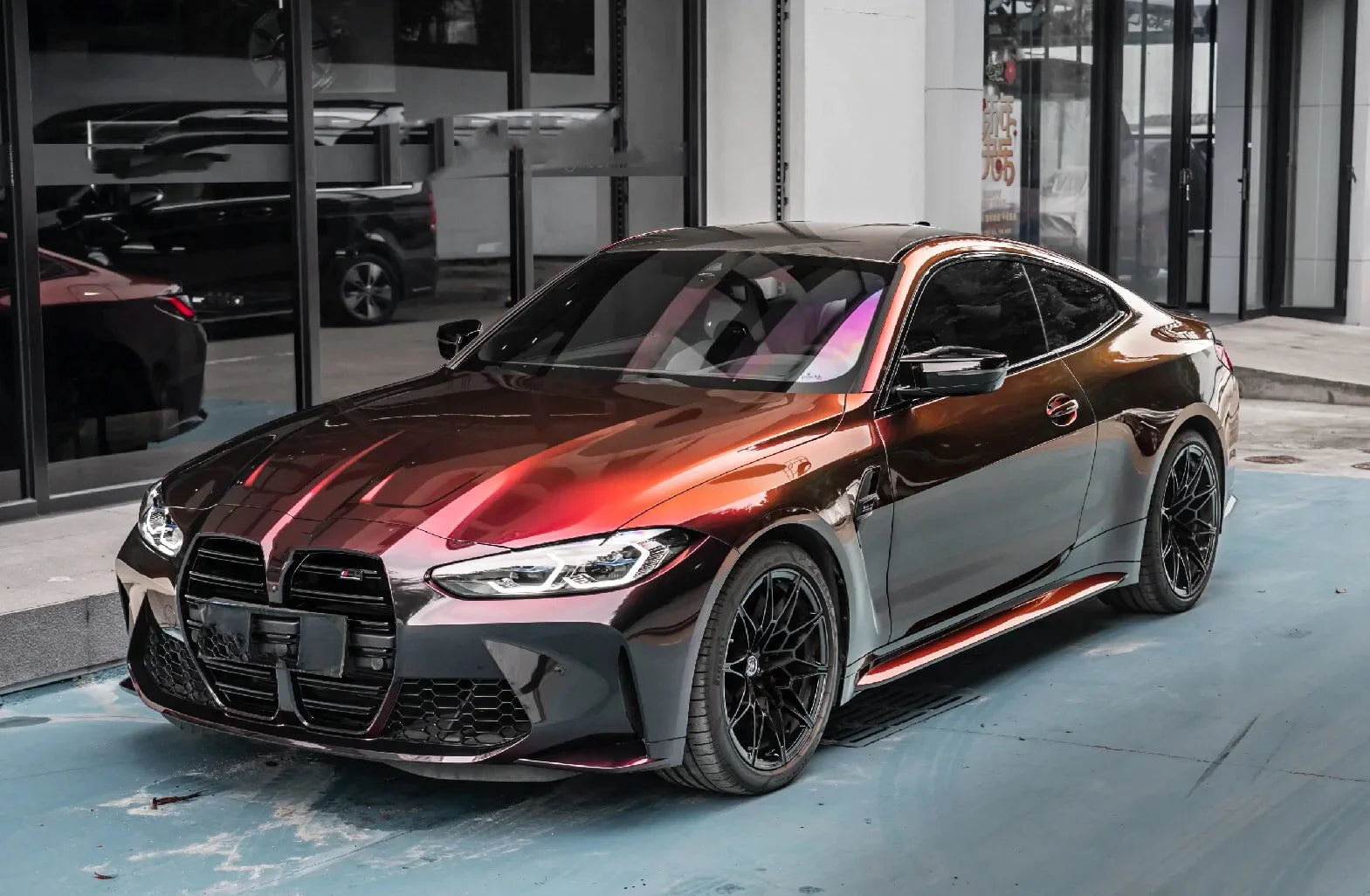 Color Shift Rainbow Drift Black Red Vinyl Wrap