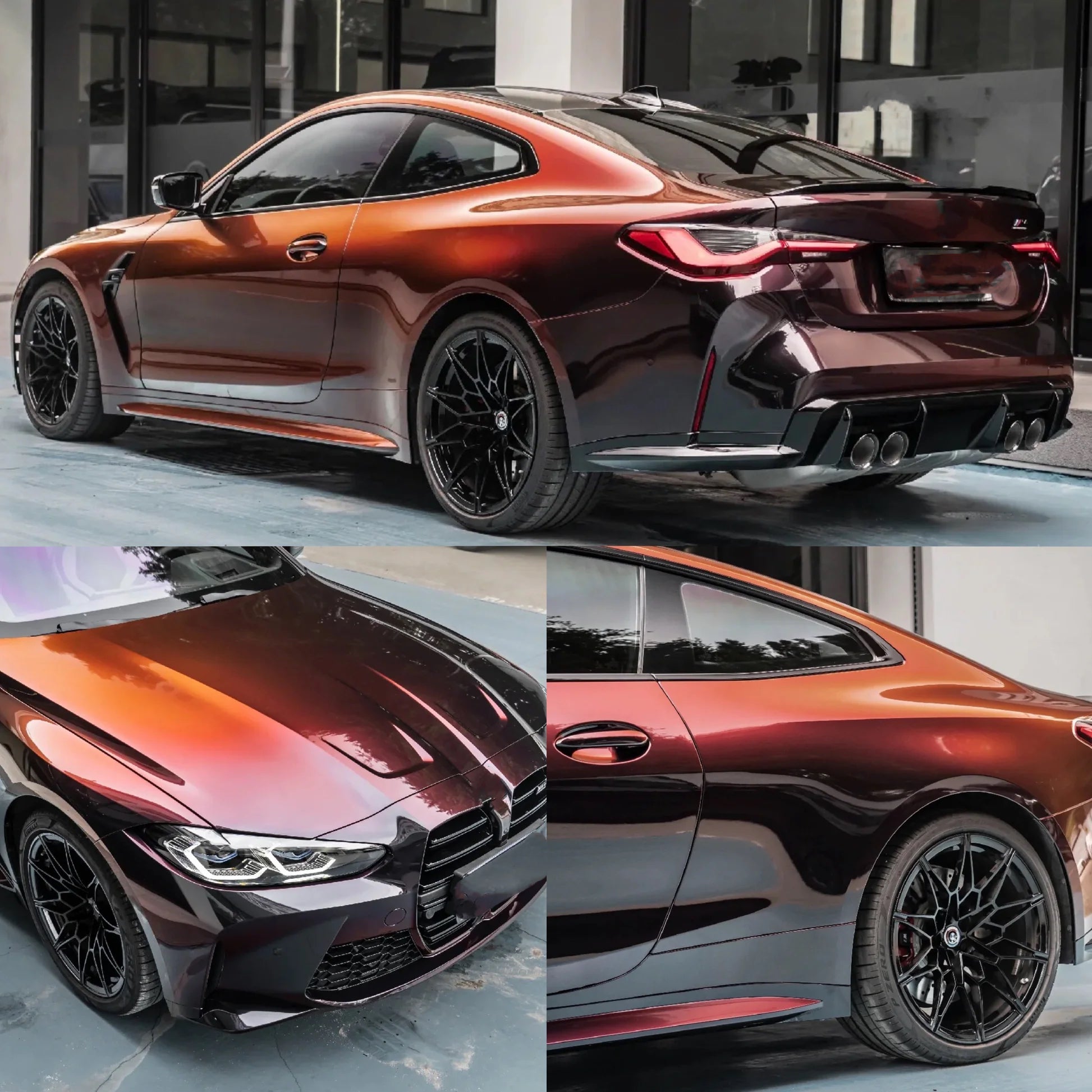 Color Shift Rainbow Drift Black Red Vinyl Wrap