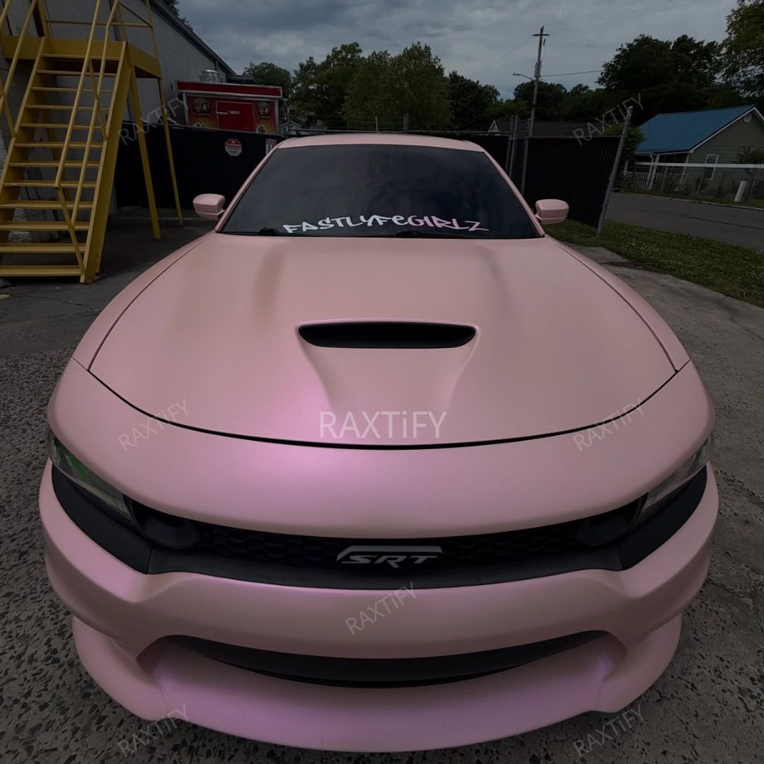 Color Shift Satin Pink Purple Vinyl Wrap Charger front