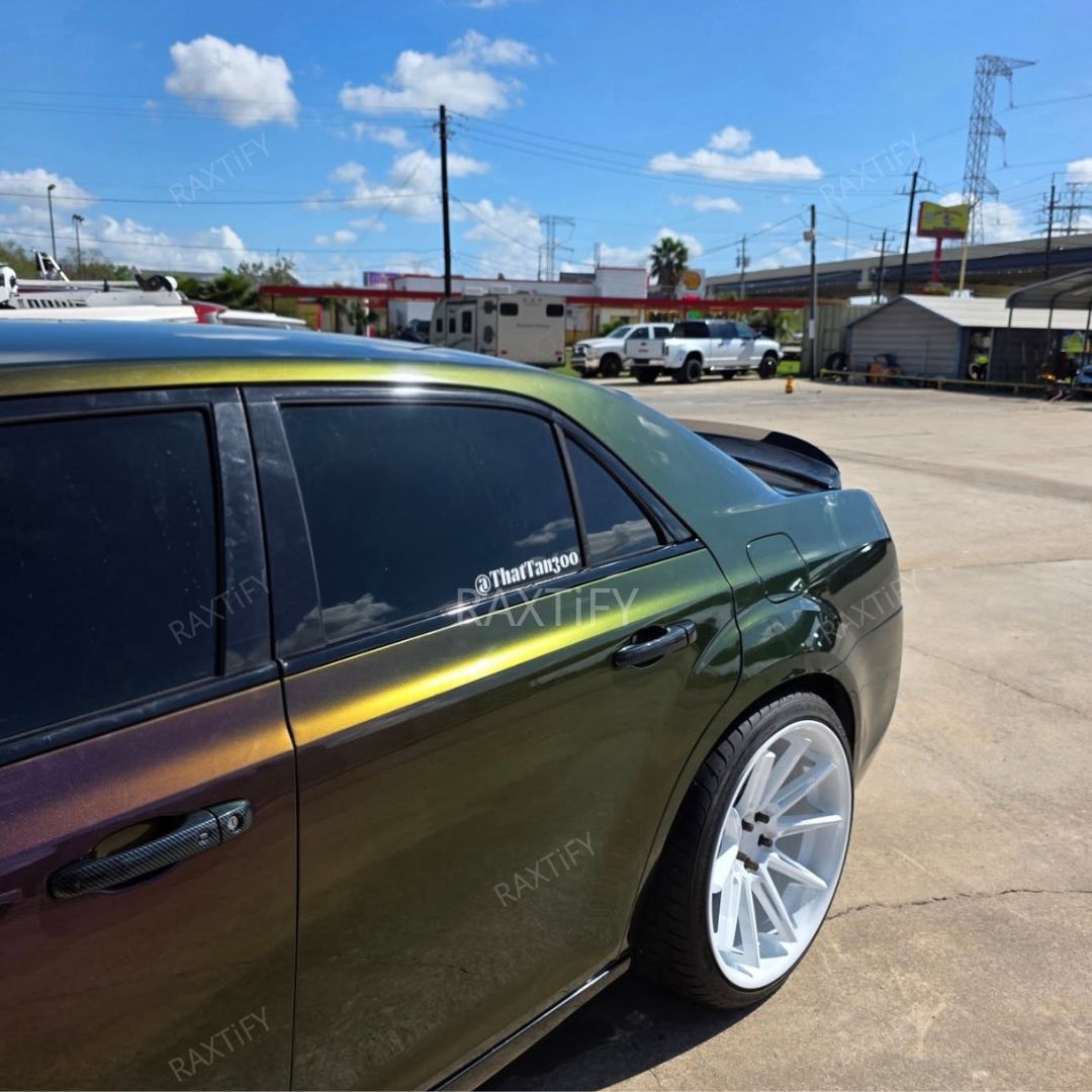 Color Shift Spectrum Green Gold Vinyl Wrap partial