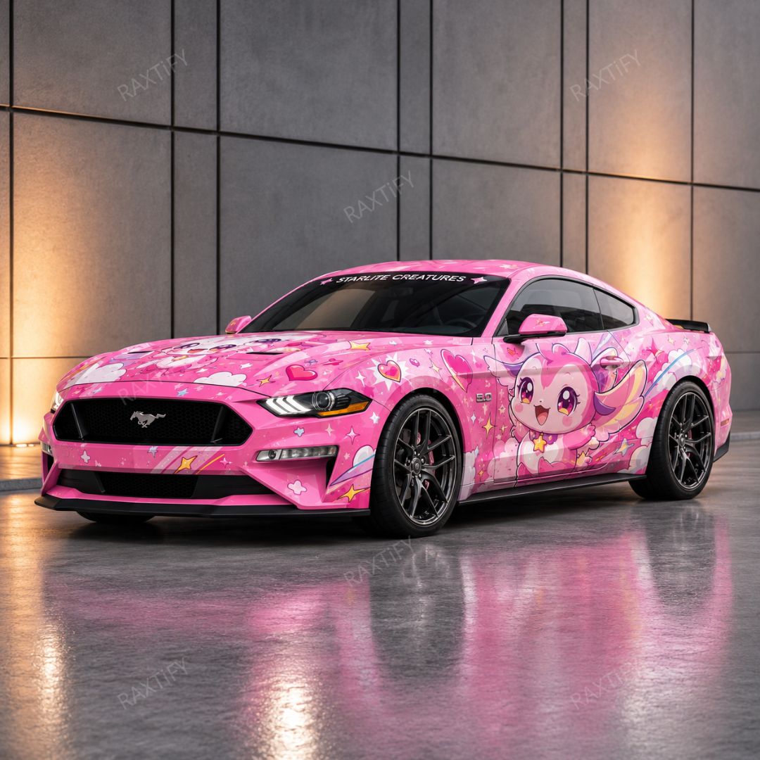 Custom Pink Kawaii Creature Vinyl Wrap