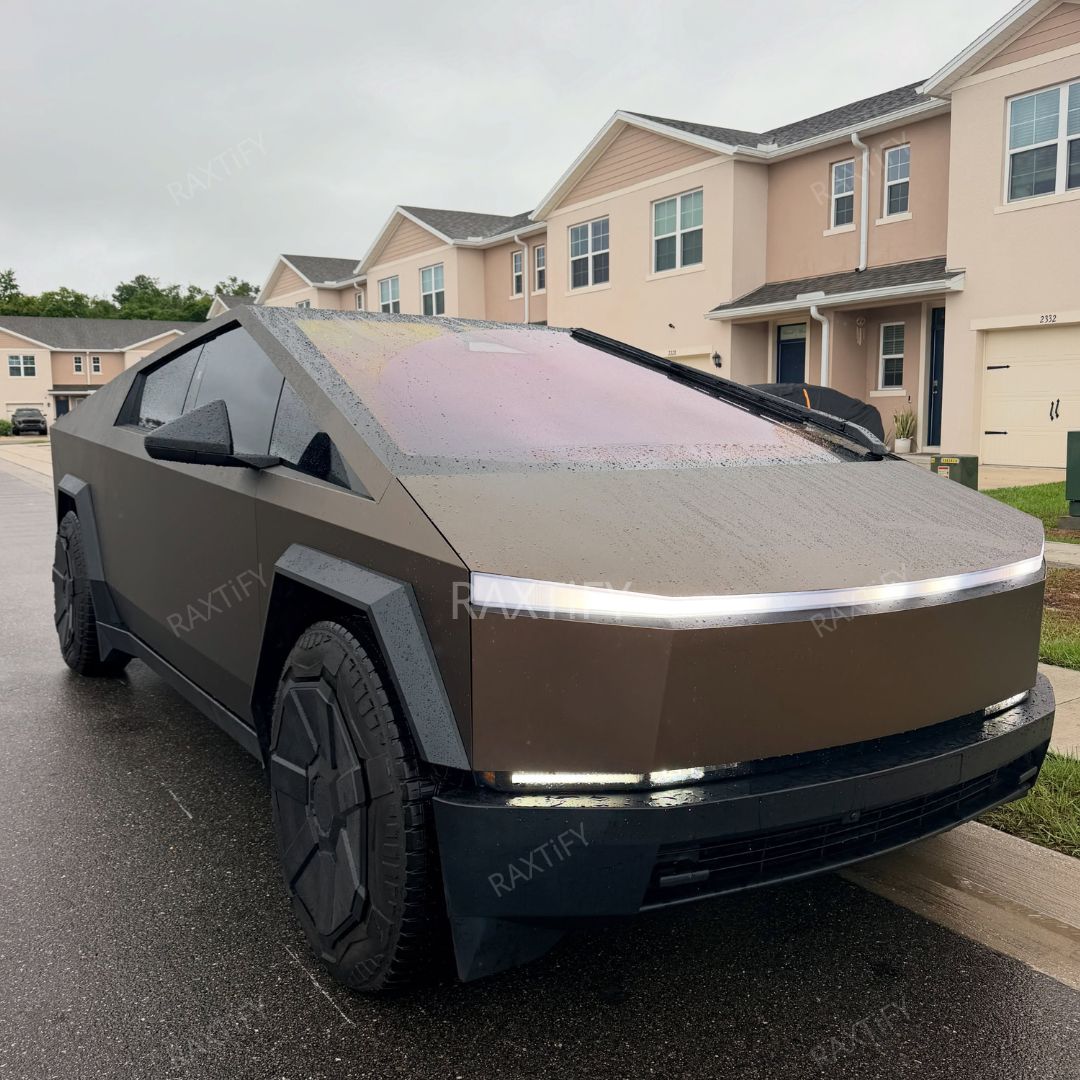 Cybertruck Satin Chrome Coffee Brown Car Wrap