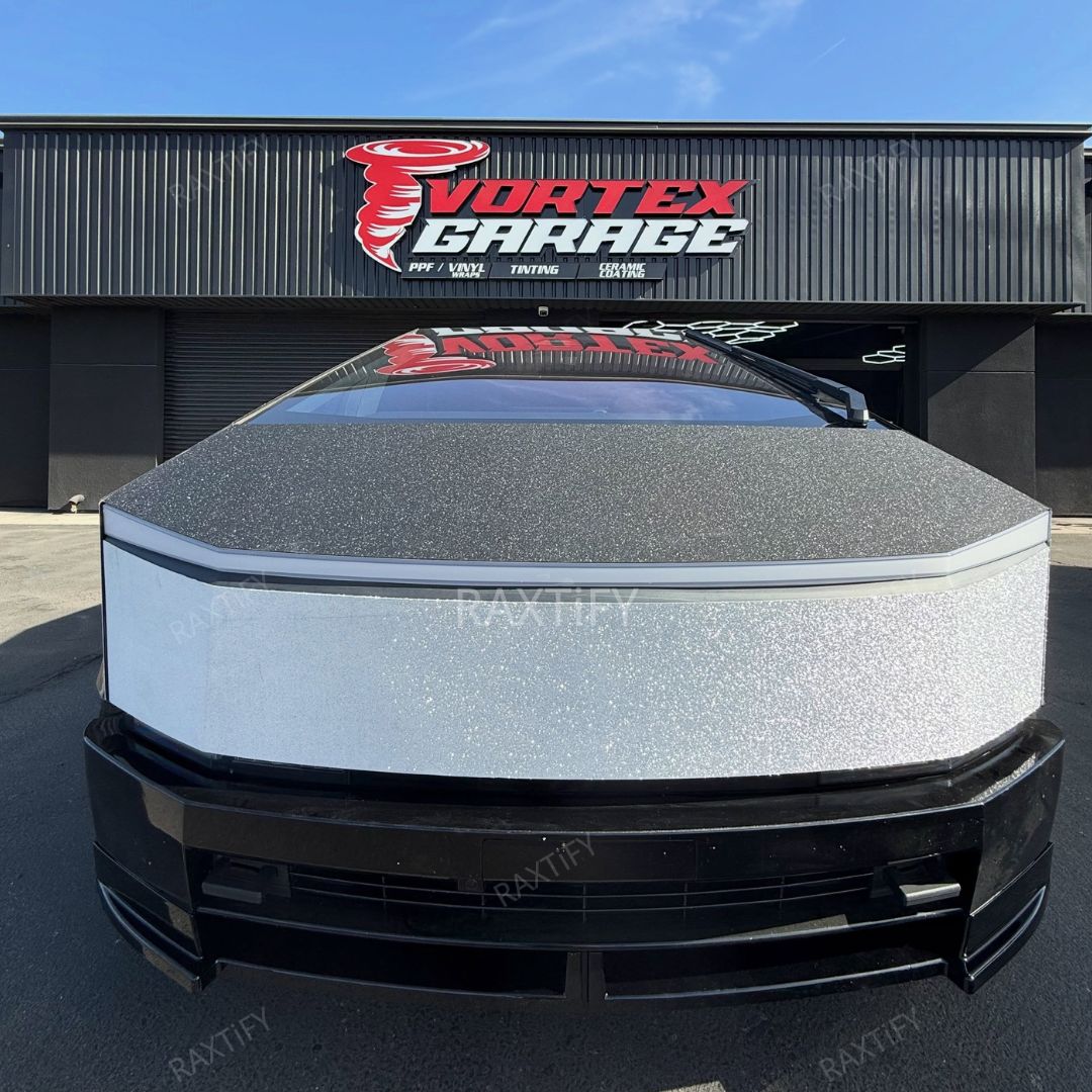 Ultra Diamond Glitter Silver Vinyl Wrap on  cybertruck