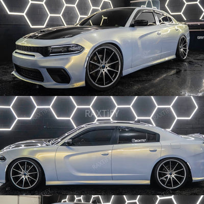 Color Shift Pearl Blue Gold Vinyl Wrap on dodge charger