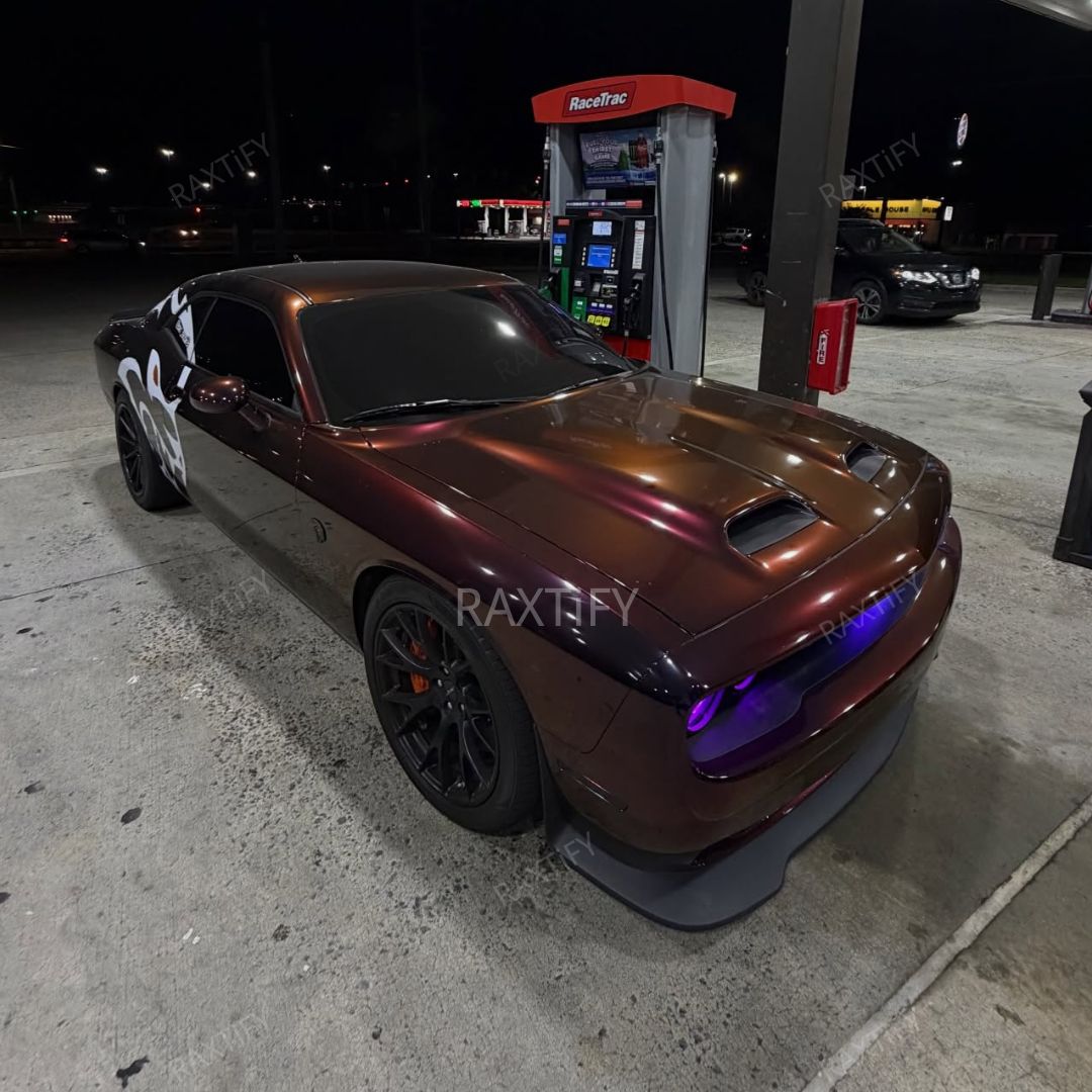 Color Shift Rainbow Drift Black Red Vinyl Wrap dodge hellcat