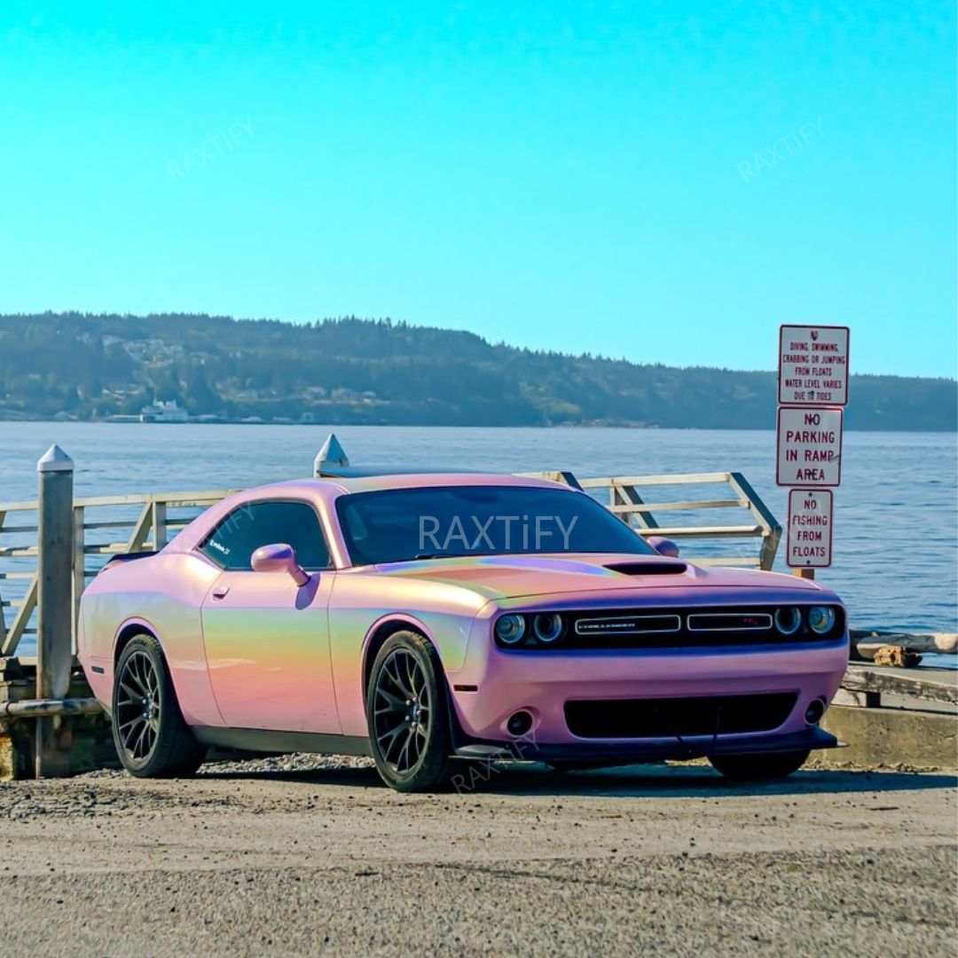 Dodge Challenger Laser Gloss Rouge Pink Vinyl Wrap