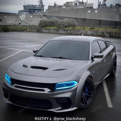 dodge charger wrapped in Satin Chrome AMG Gray Car Wrap