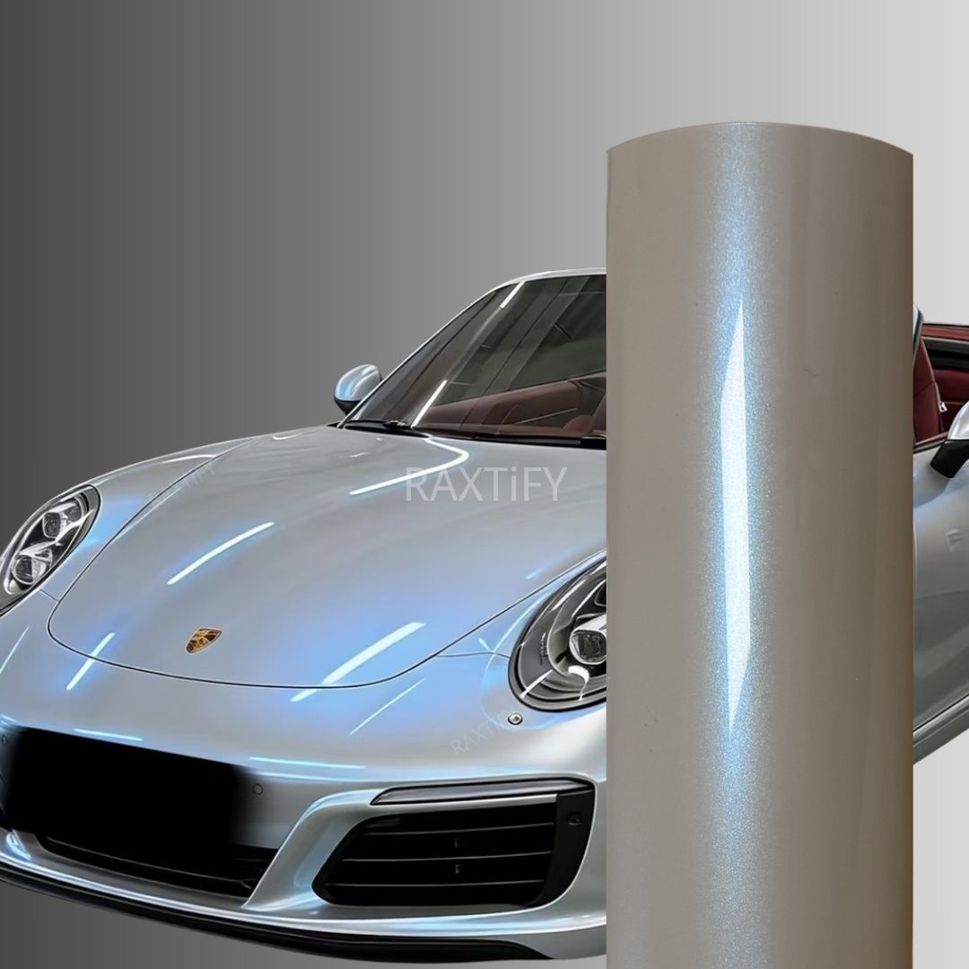Gloss Cyber Silver Blue Vinyl Wrap
