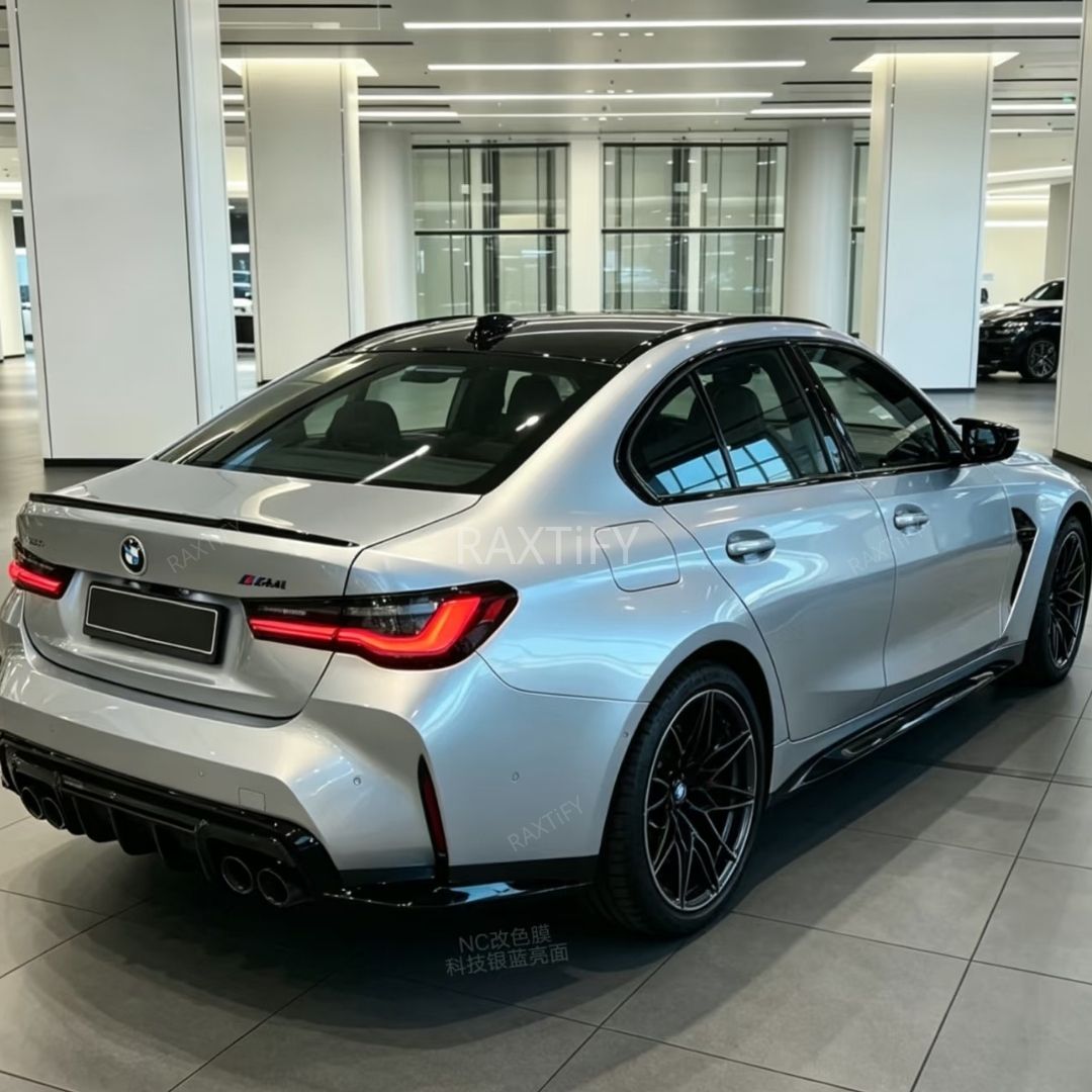 Gloss Cyber Silver Blue Vinyl Wrap Bmw