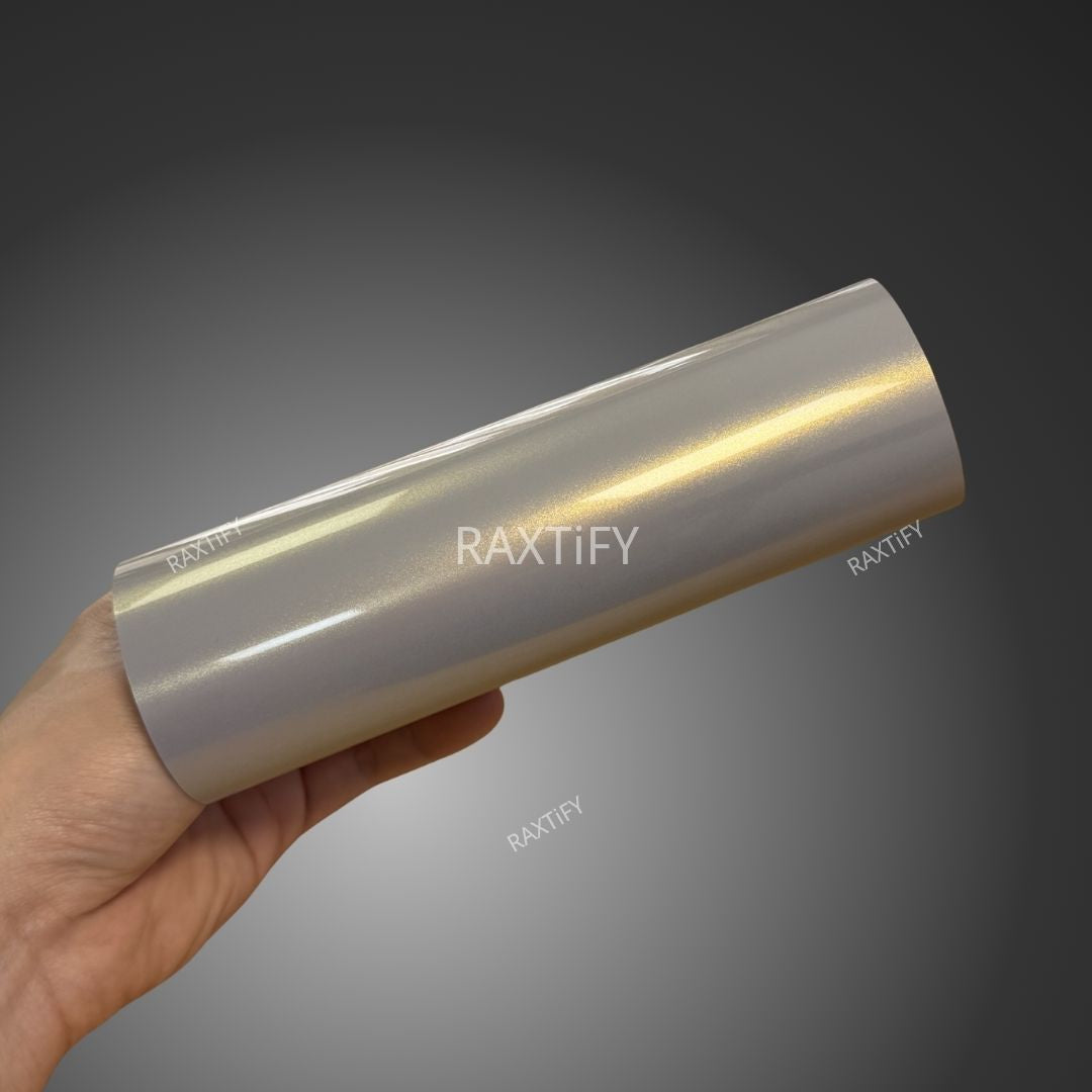 Gloss Cyber Silver Gold Vinyl Wrap sample
