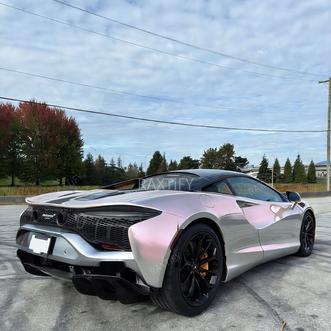 Gloss Cyber Silver Pink Vinyl Wrap back