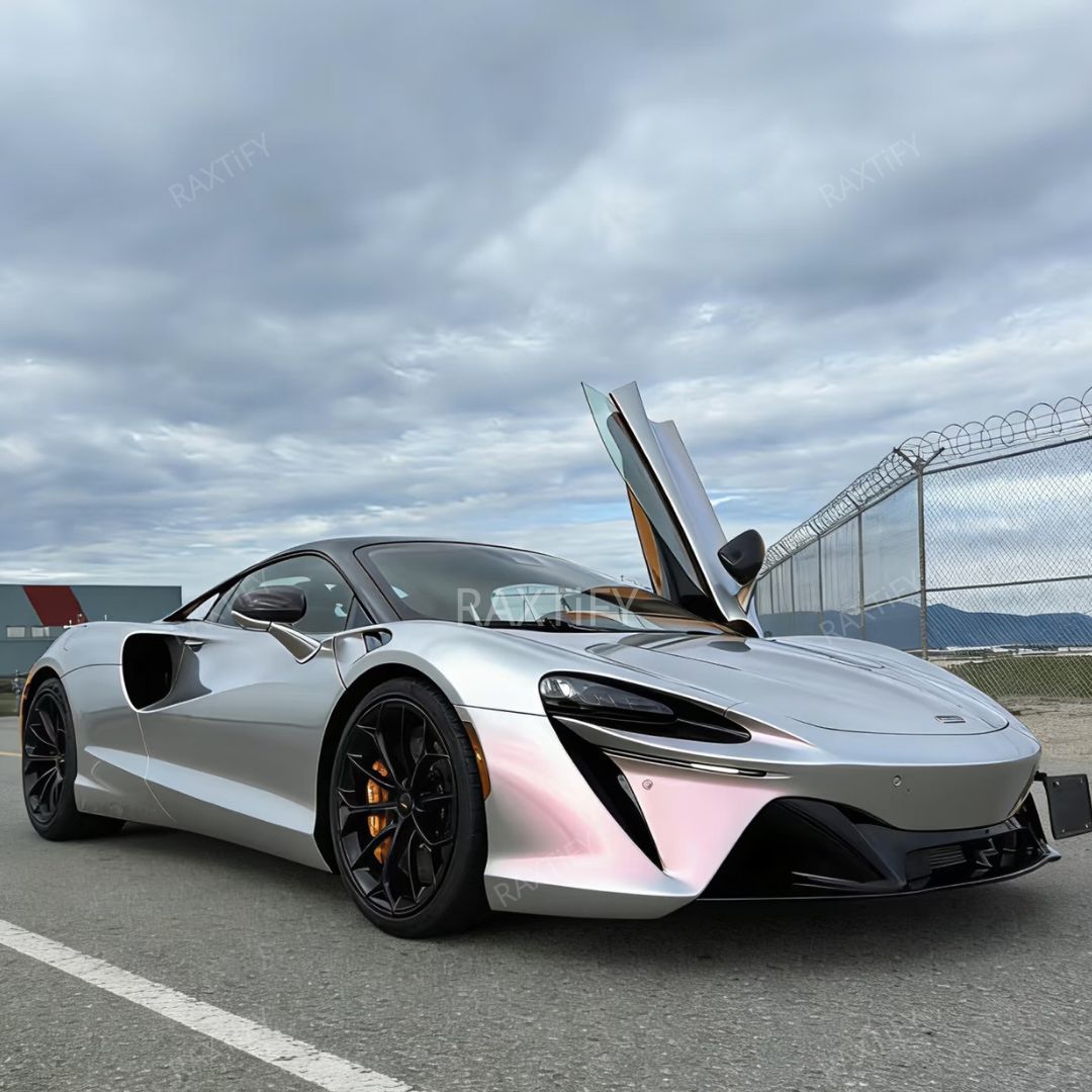 Gloss Cyber Silver Pink Vinyl Wrap side