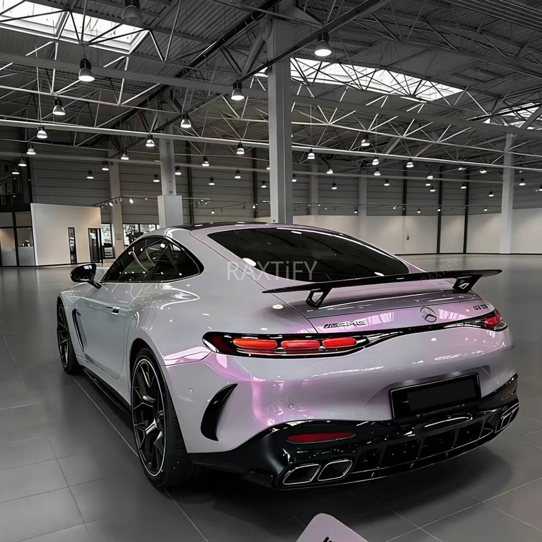 Gloss Cyber Silver Rose Car Wrap benz back look