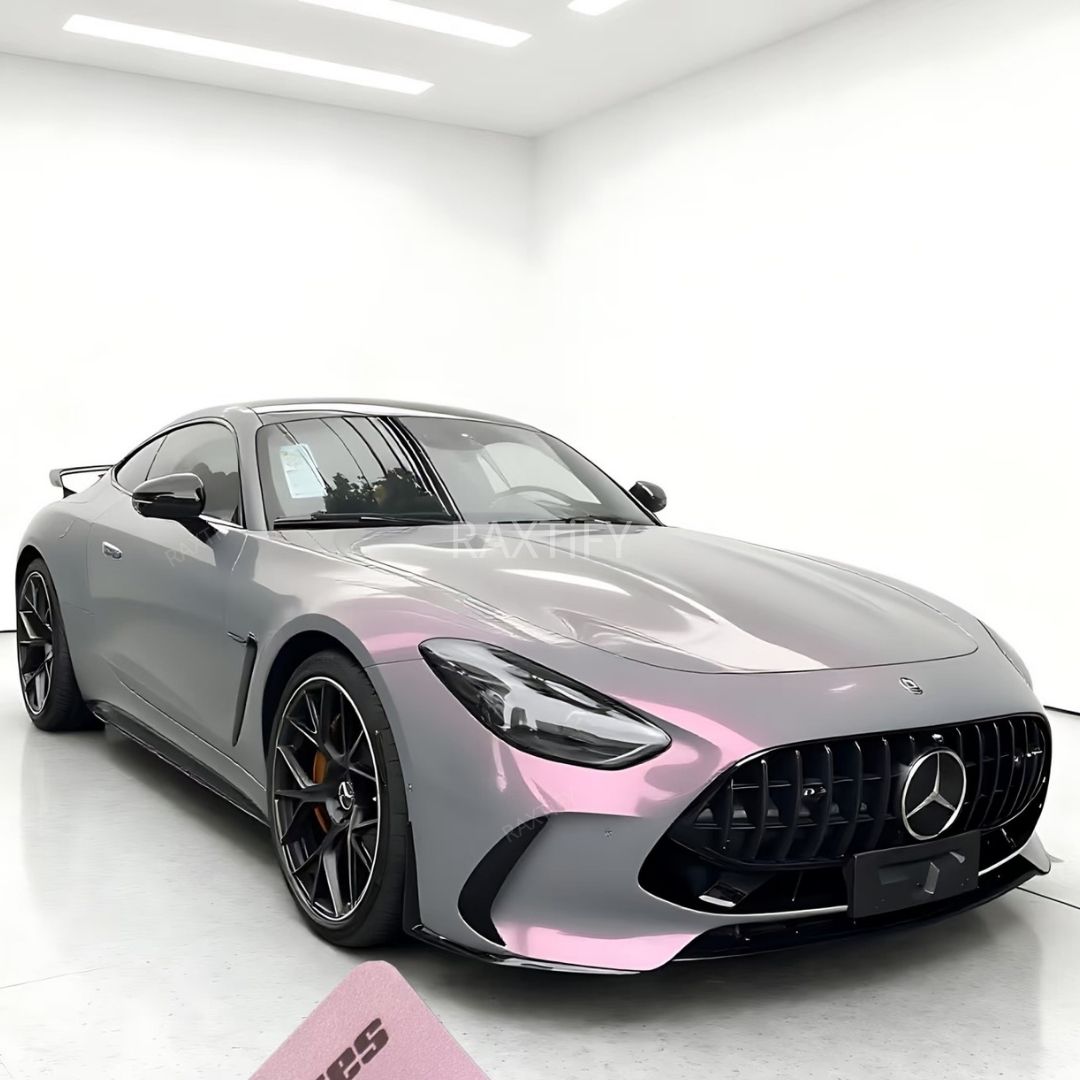 Gloss Cyber Silver Rose Car Wrap benz full look