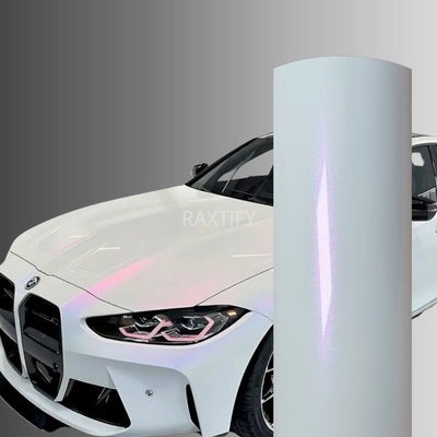 Gloss Cyber White Pink Car Wrap