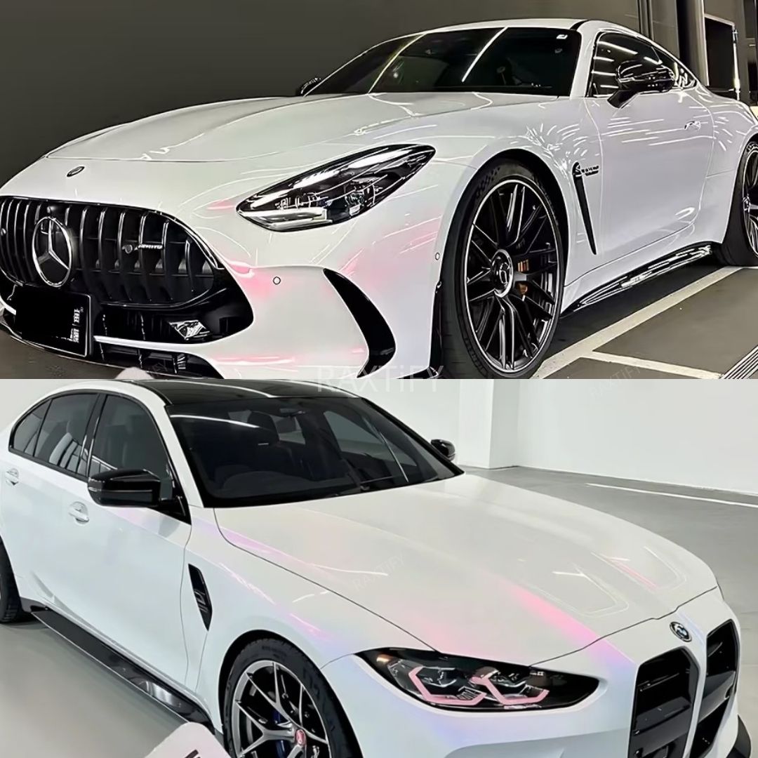 Benz Gloss Cyber White Pink Car Wrap