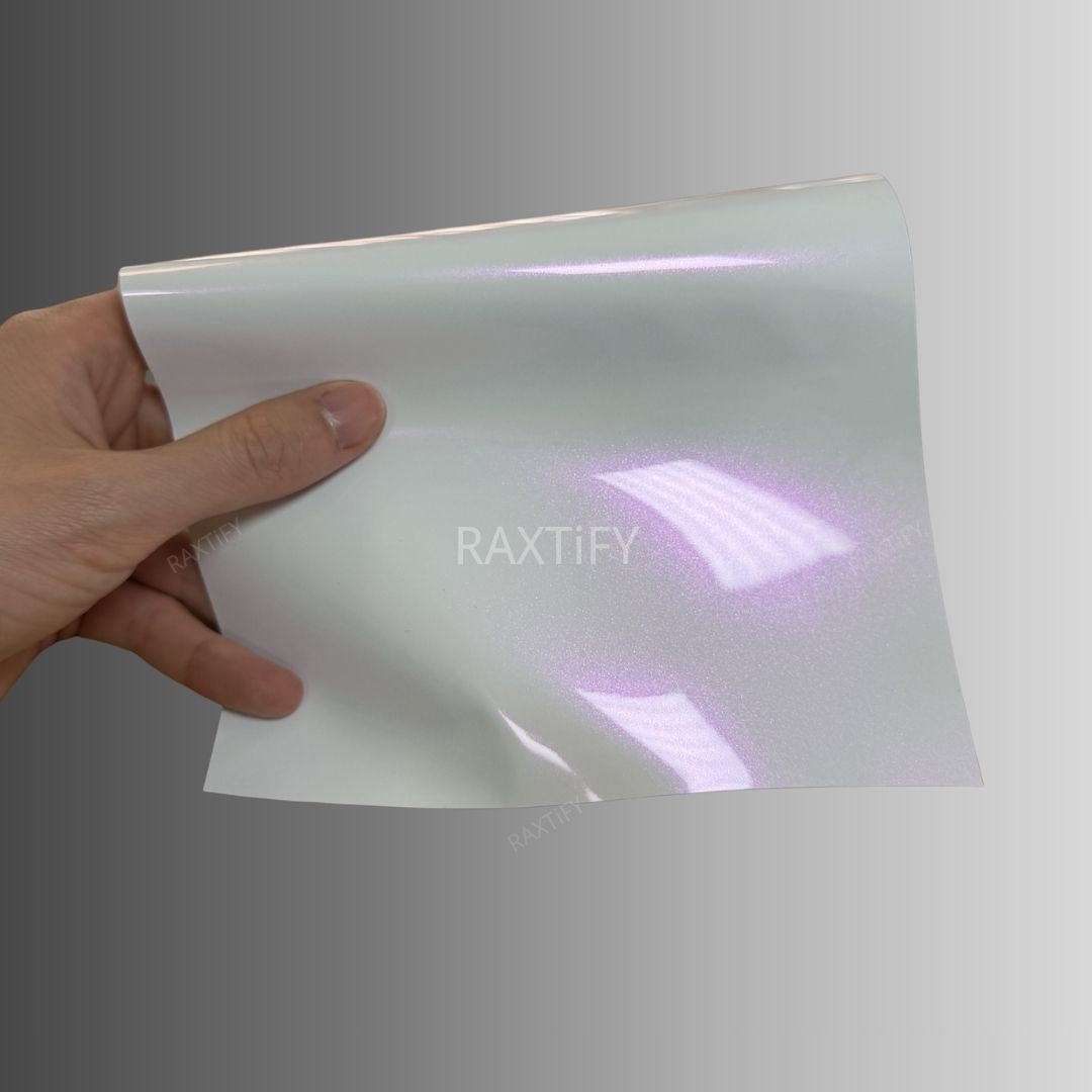 Gloss Cyber White Pink Car Wrap sample