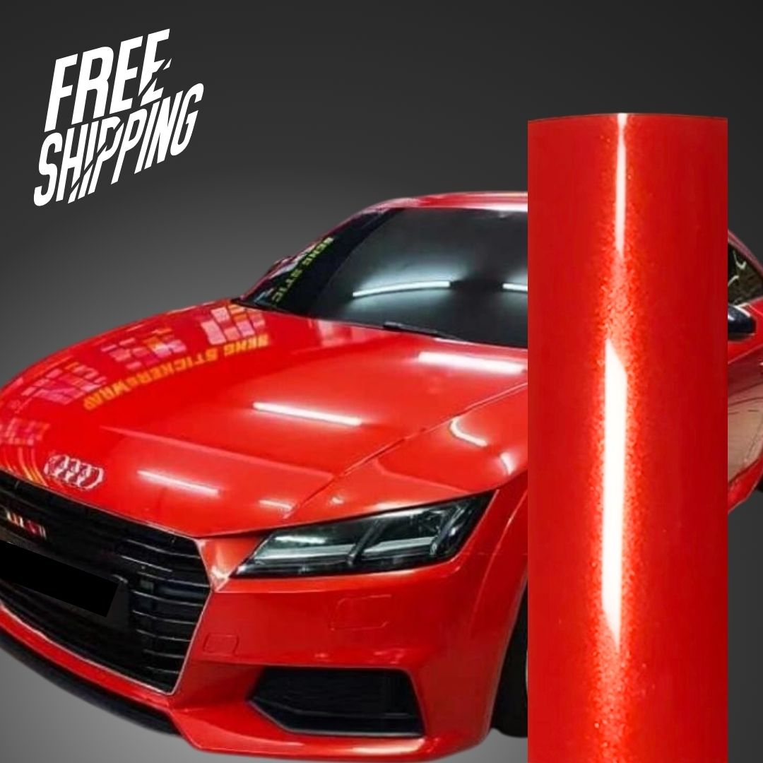 Gloss Metallic Dragon Fire Red Vinyl Wrap raxtify