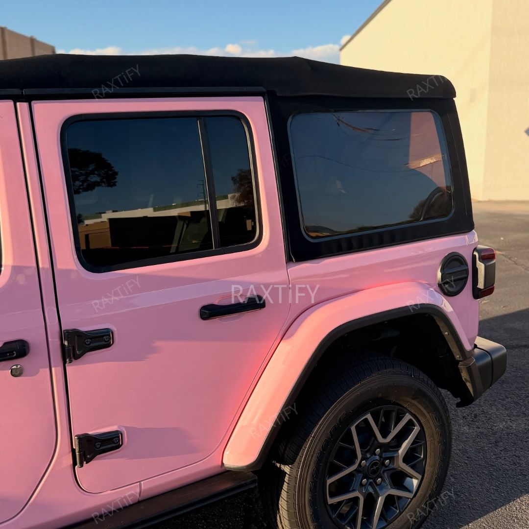 Gloss Baby Pink Vinyl Wrap Jeep Mirror look