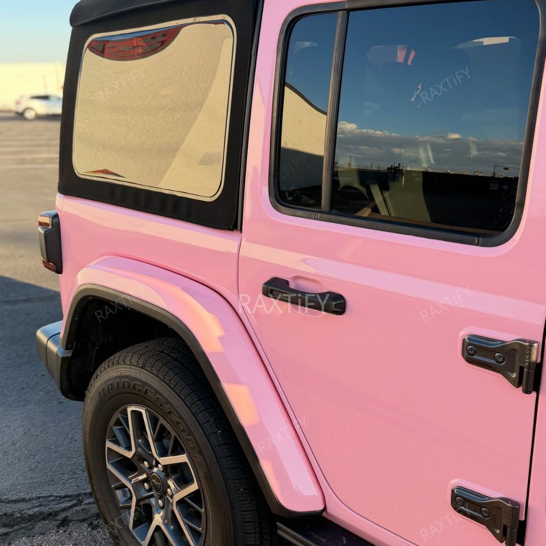 Gloss Baby Pink Vinyl Wrap Jeep Partial Look