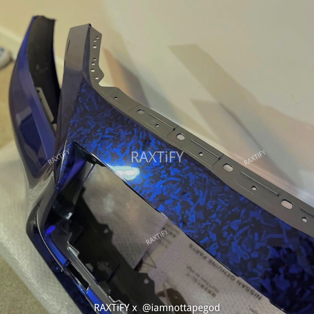 Gloss Black Blue Forged Carbon Fiber Vinyl Wrap