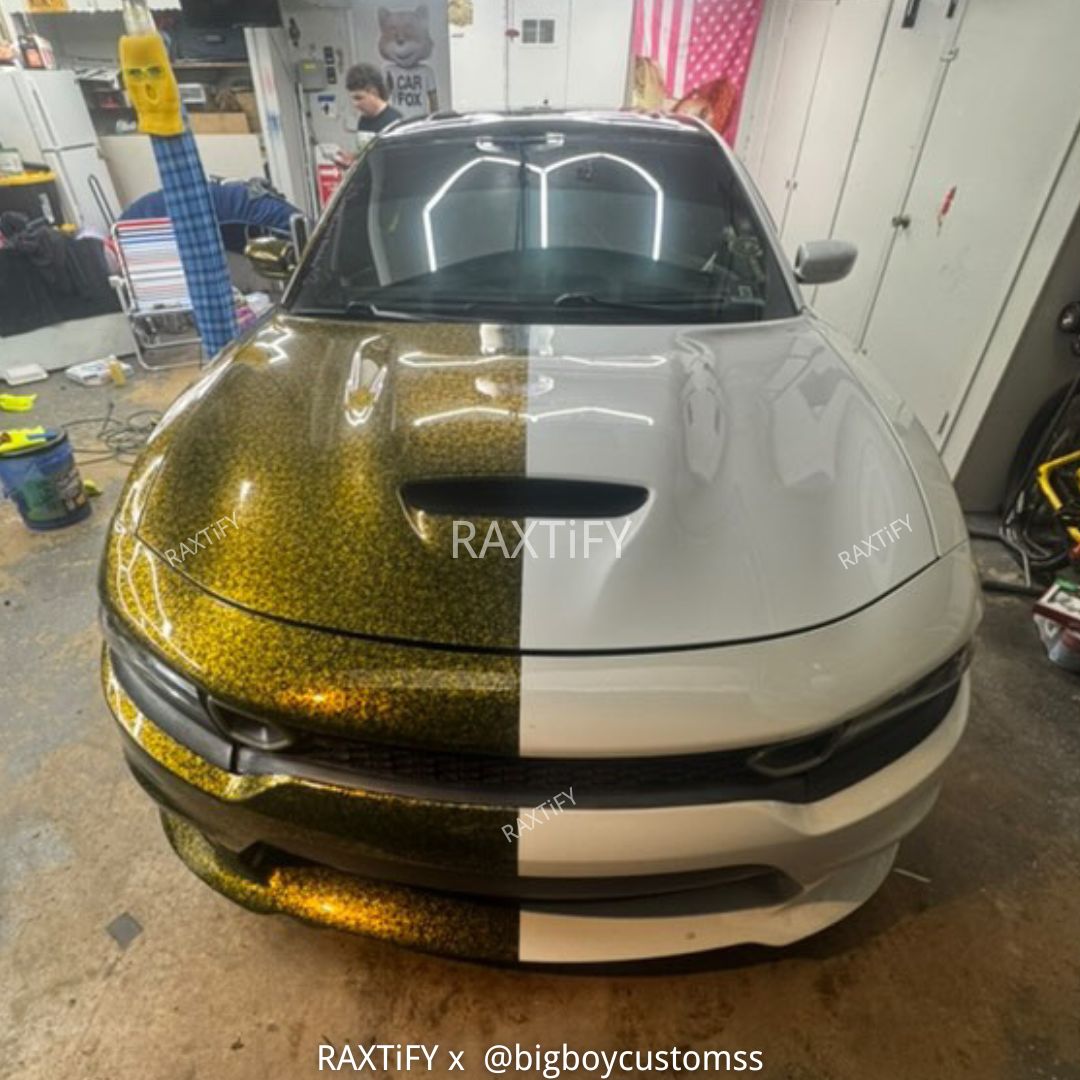 Gloss Black Gold Mini Forged Carbon Fiber Vinyl Wrap