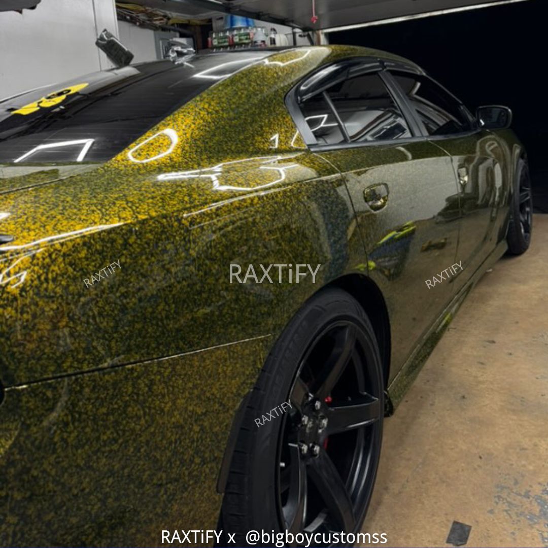 Gloss Black Gold Mini Forged Carbon Fiber Vinyl Wrap