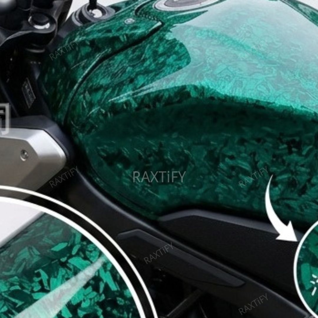 Gloss Black Green Forged Carbon Vinyl Wrap motor