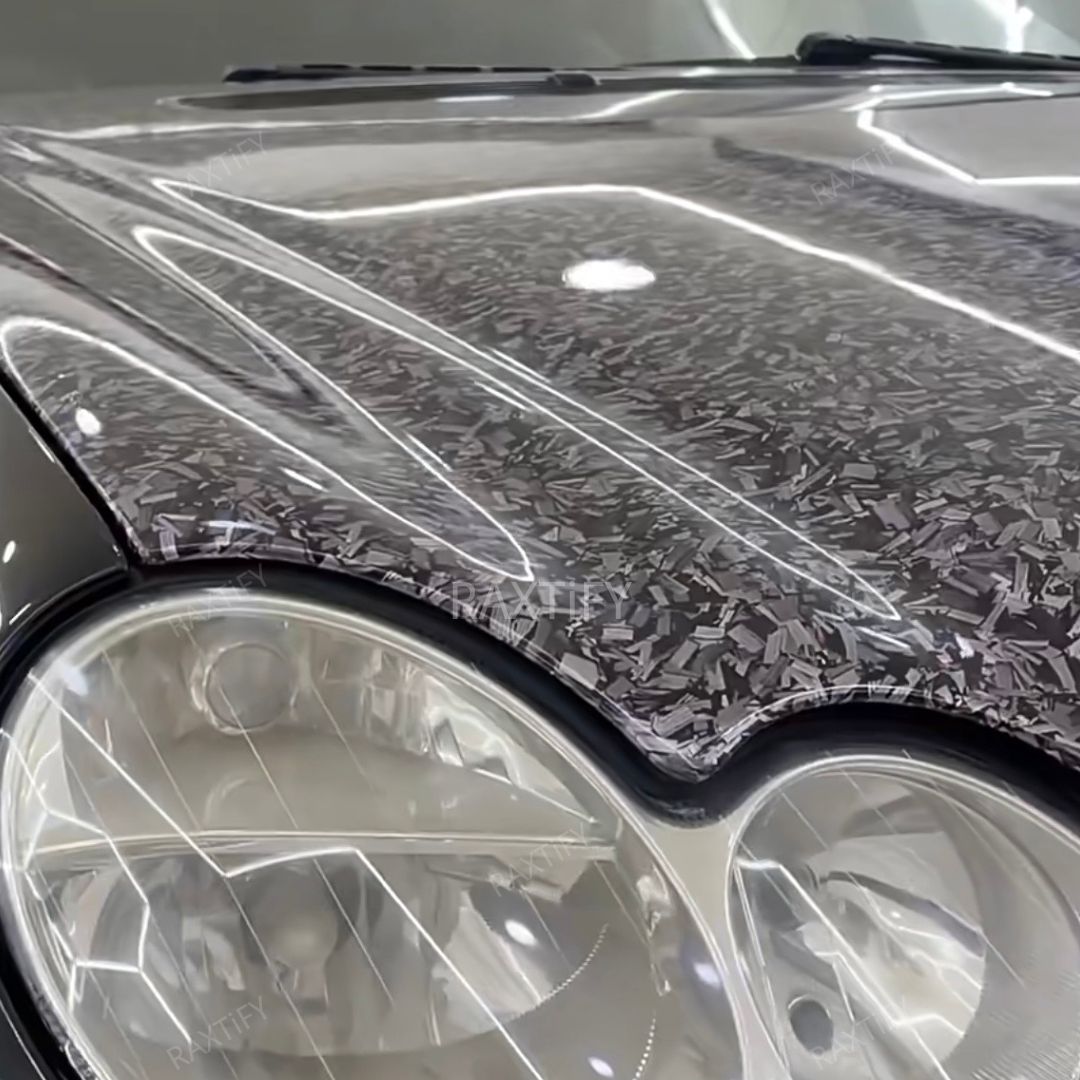 Gloss Camouflage Black Silver Forged Carbon Vinyl Wrap