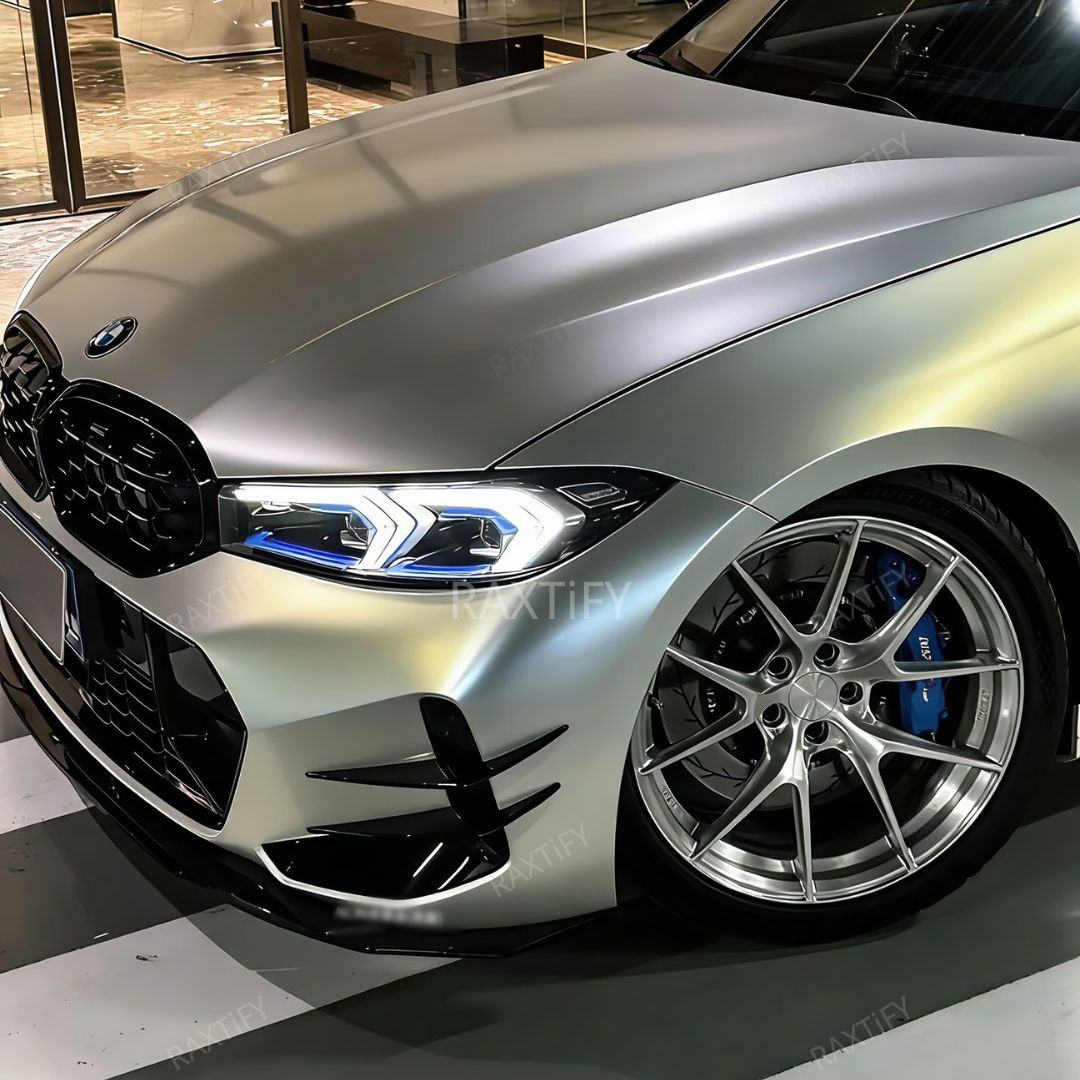 Gloss Cyber Silver Gold Vinyl Wrap bmw hood