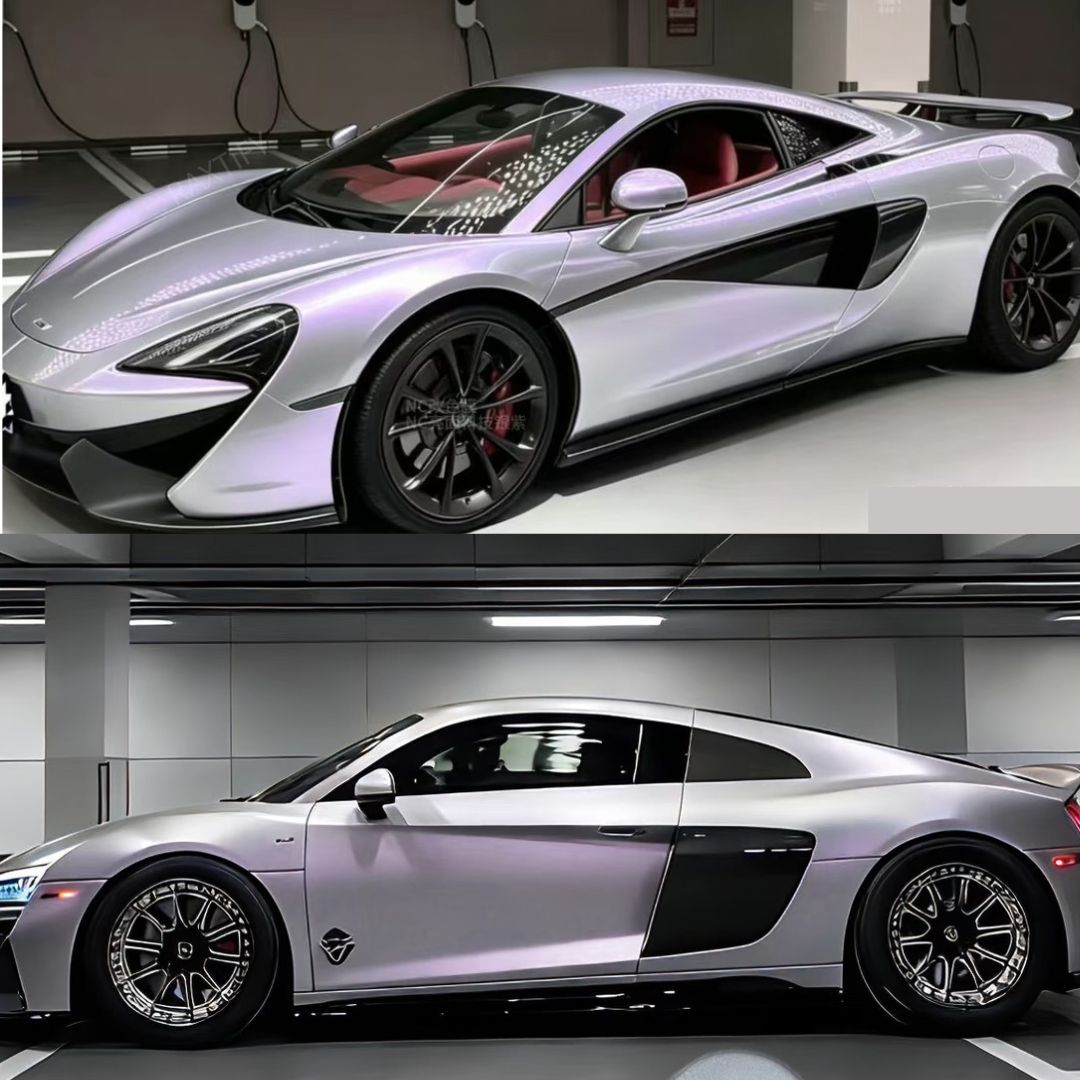 Gloss Cyber Silver Purple Vinyl Wrap full look