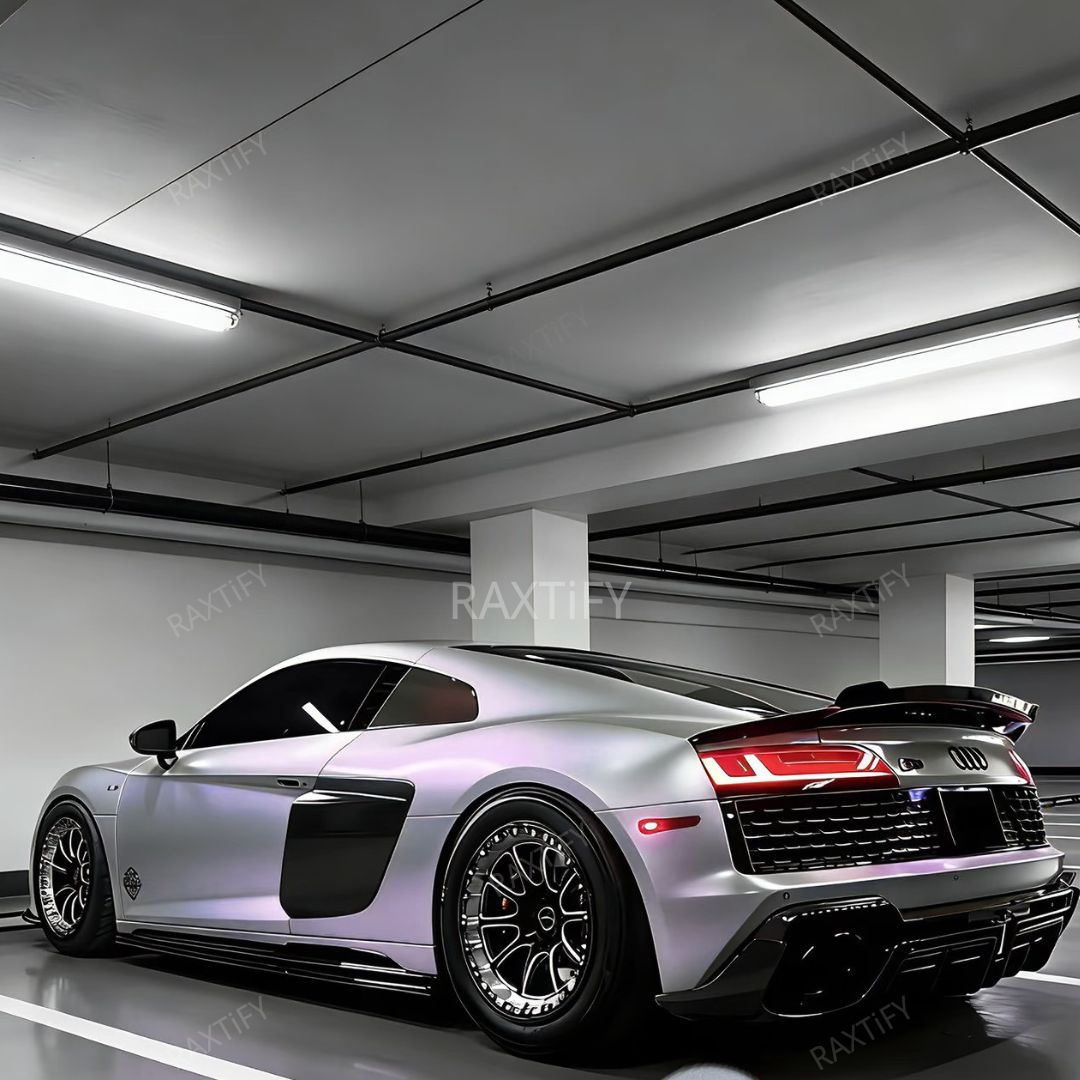 Gloss Cyber Silver Purple Vinyl Wrap side look