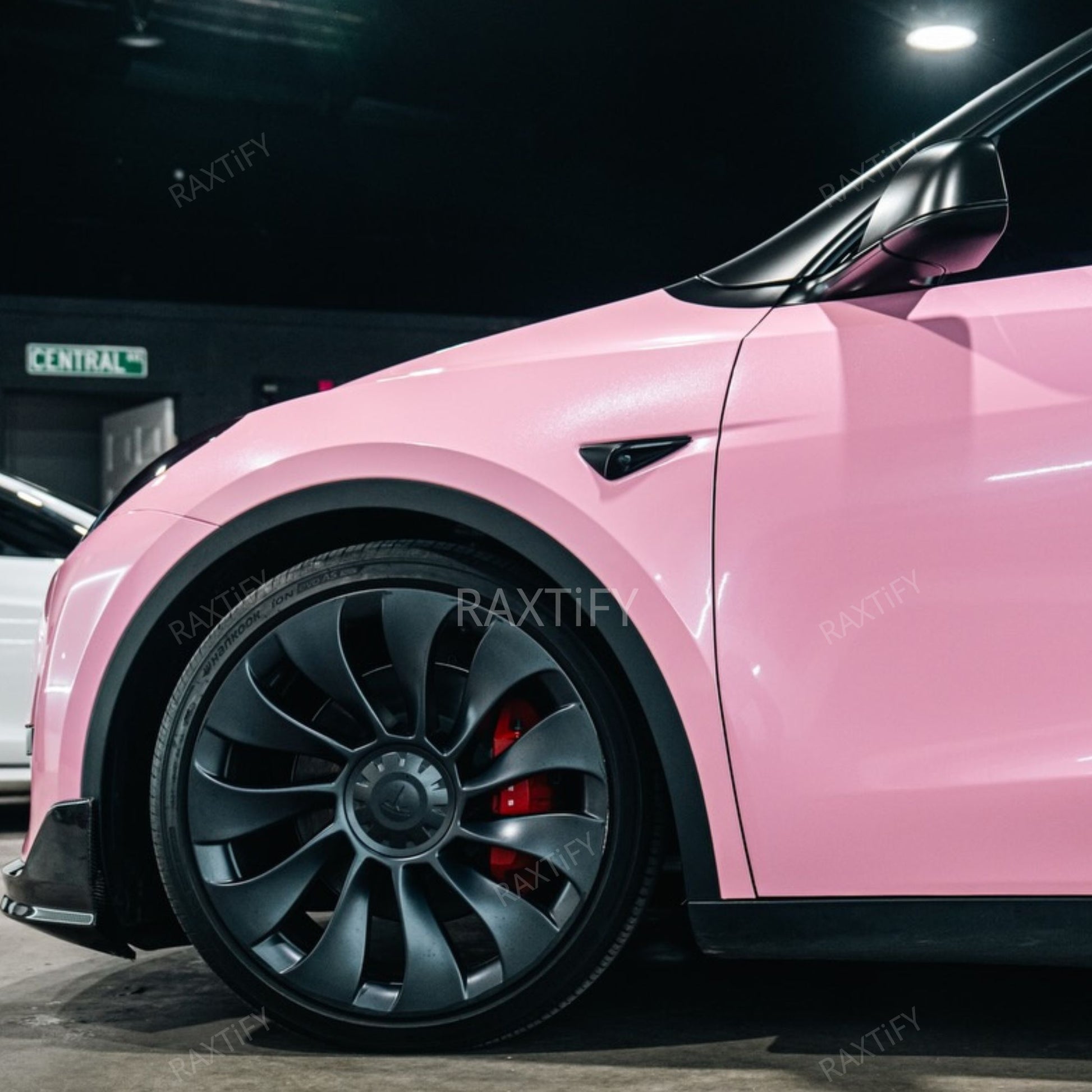 Gloss Diamond Pearl Peach Pink Vinyl Wrap tesla