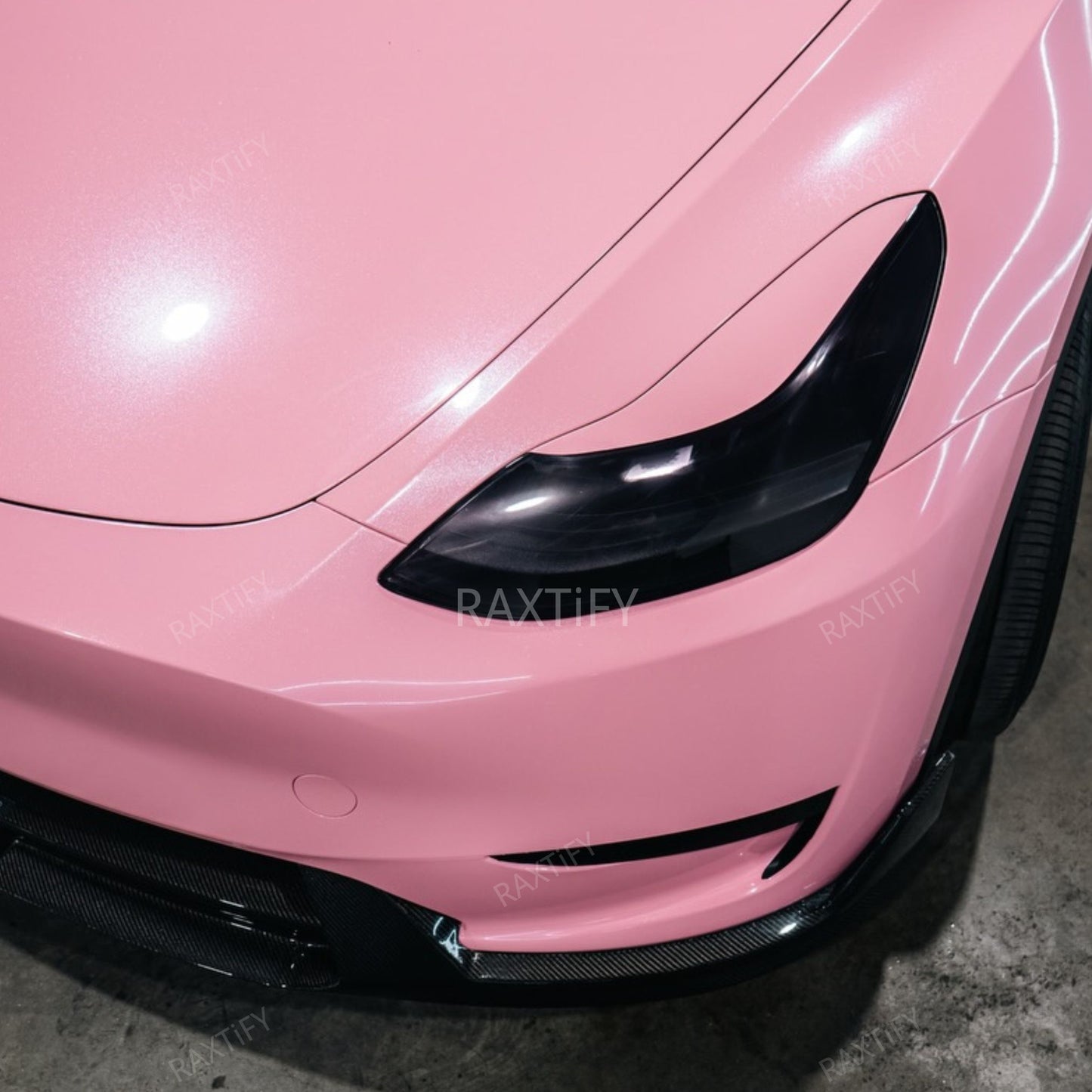 Gloss Diamond Pearl Peach Pink Vinyl Wrap tesla partial