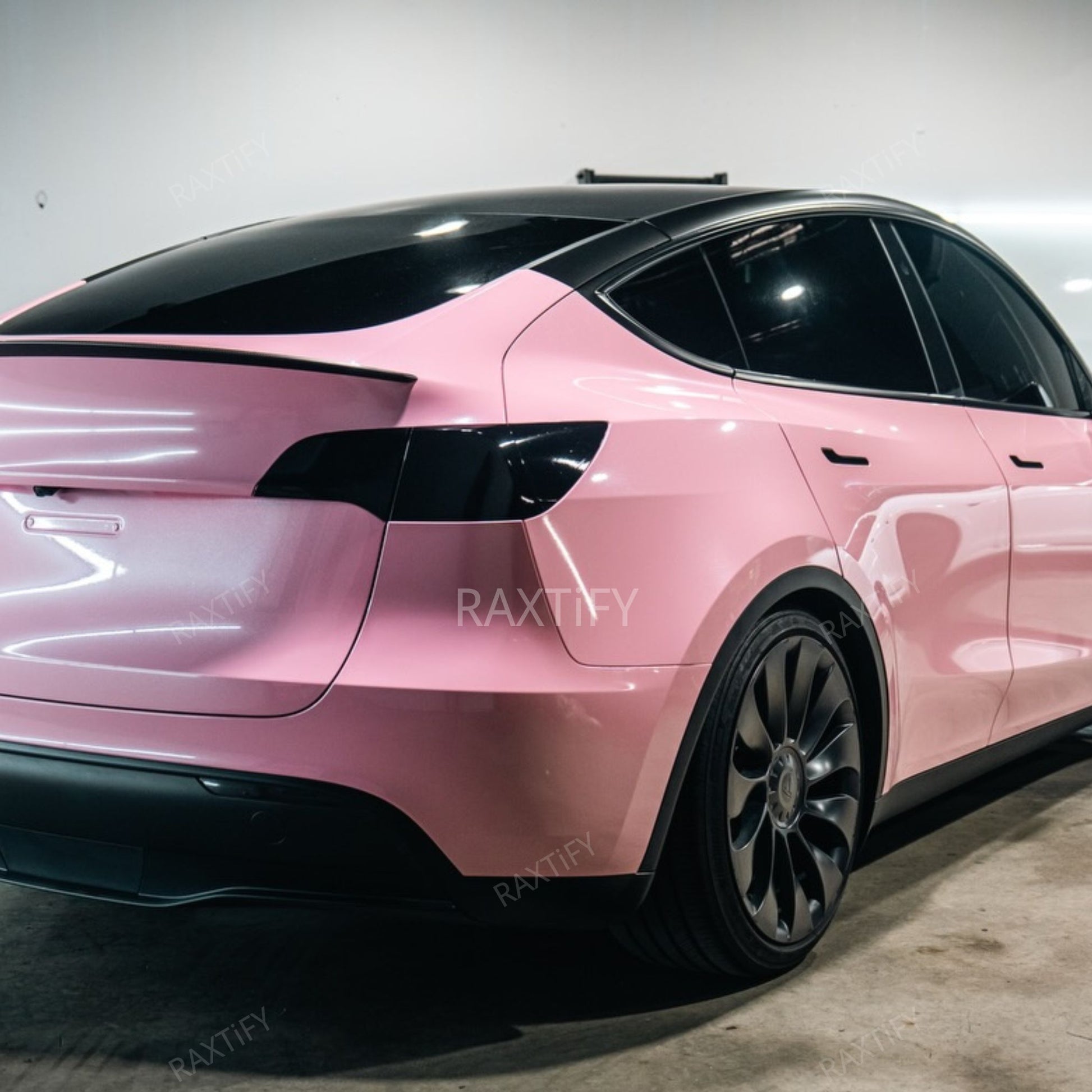 Gloss Diamond Pearl Peach Pink Vinyl Wrap Tesla
