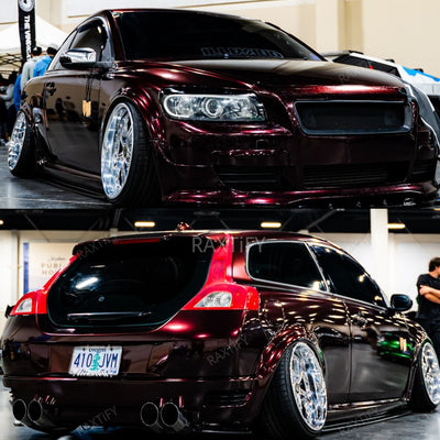 Gloss Metallic Black Red Car Wrap