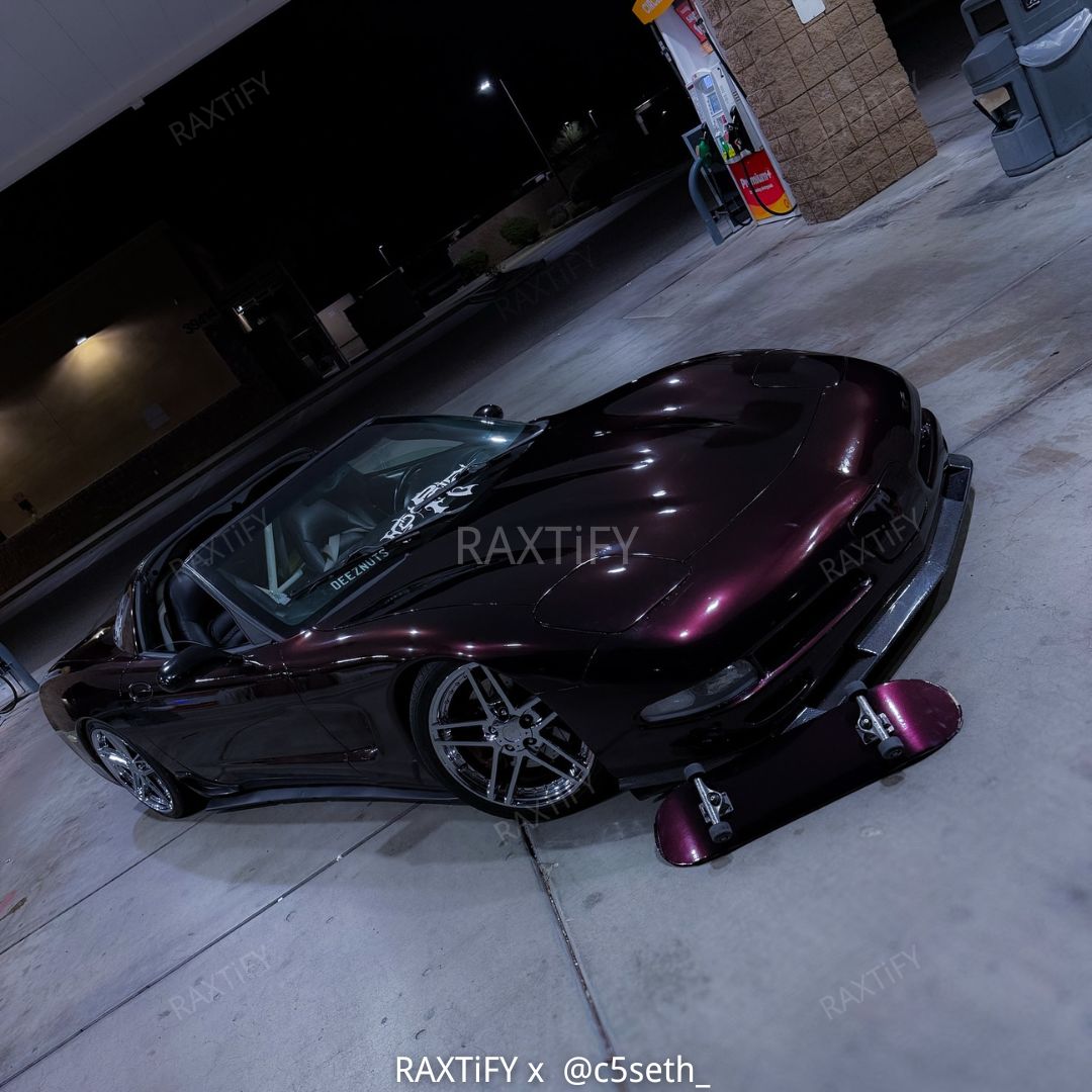 Gloss Metallic Black Red Car Wrap on a Corvette