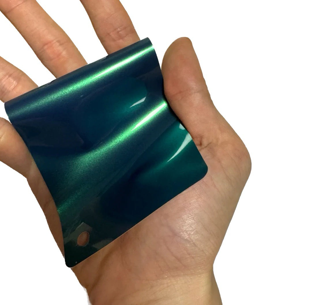 Gloss Metallic Coral Dark Green Car Wrap swatch card