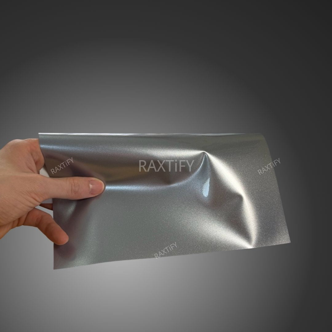 Gloss Metallic Dolomite Silver Vinyl Car Wrap Sample