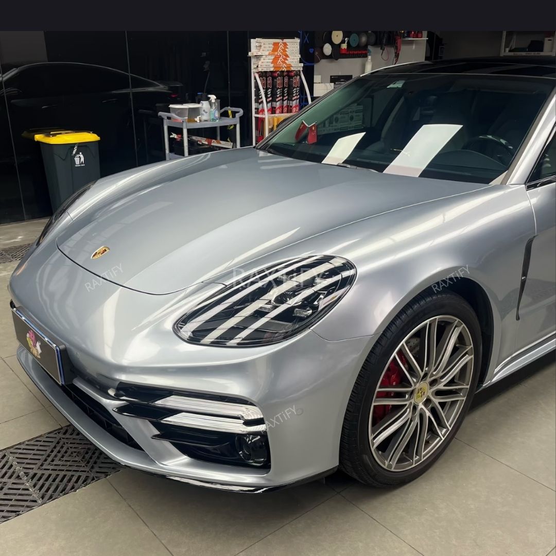 Porsche Wrapped in Gloss Metallic Dolomite Silver Vinyl Car Wrap