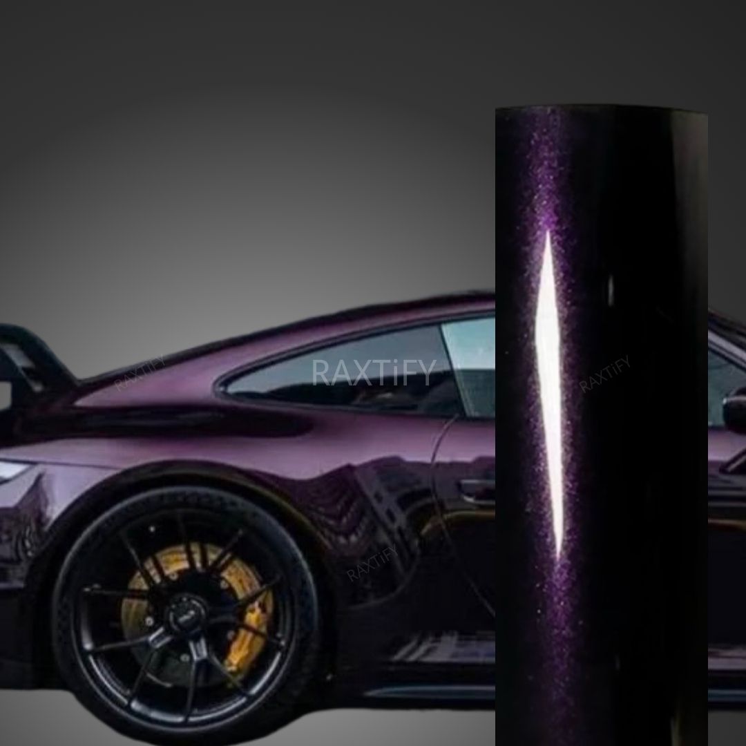 Gloss Metallic Glitter Black Purple Car Wrap