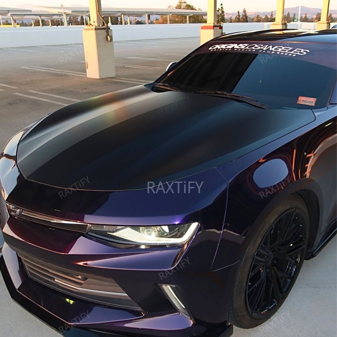 Gloss Metallic Glitter Black Purple Car Wrap