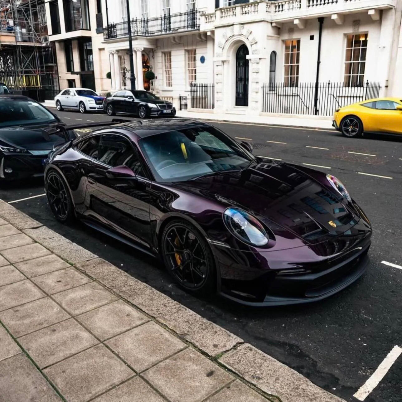 Gloss Metallic Glitter Black Purple Car Wrap