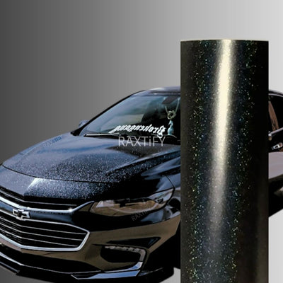 Gloss Metallic Glitter Black Vinyl Wrap