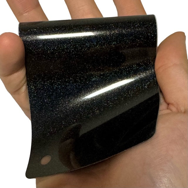 Gloss Metallic Glitter Black Vinyl Wrap swatch card