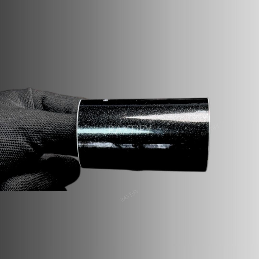 Hand holding a Gloss Metallic Havana Black Car Wrap