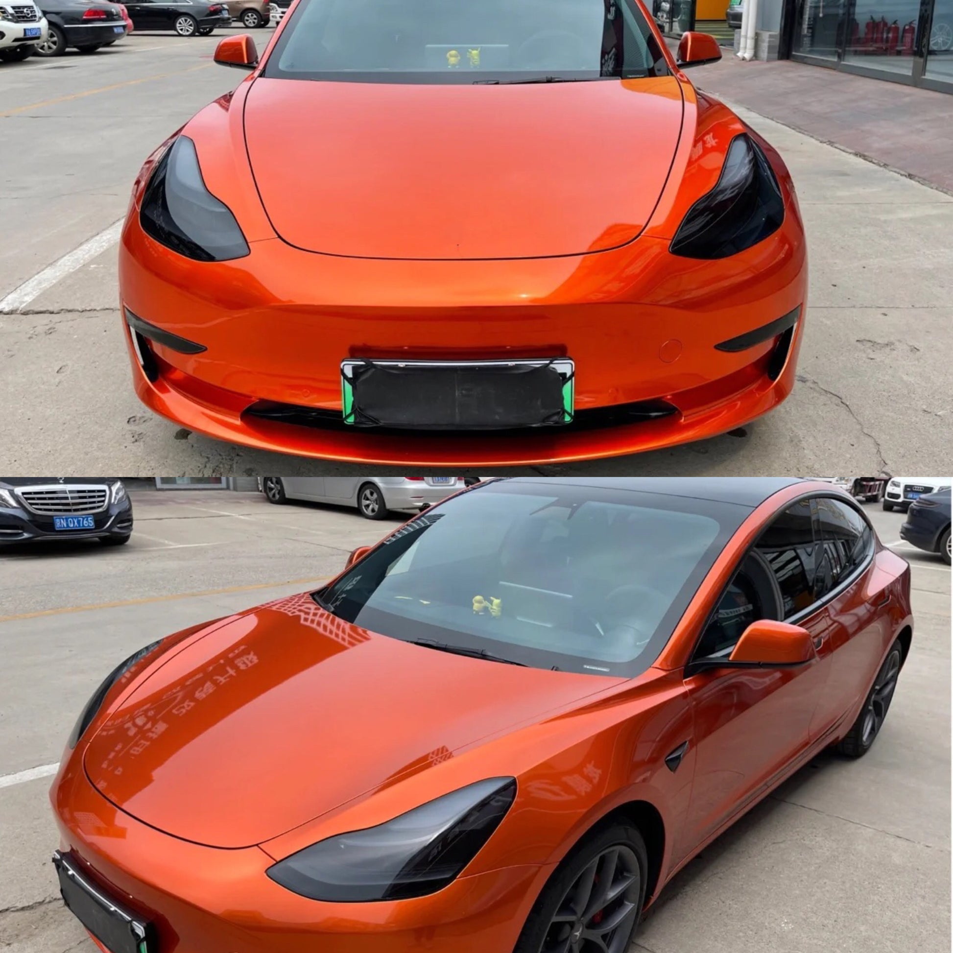 Gloss Metallic Lava Orange Vinyl Wrap Car 